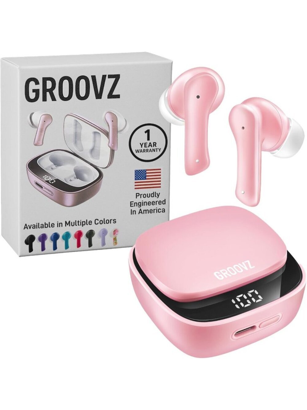 Wireless Pink Engineered IPx4 Water Resistant 27Hr Battery Bluetooth Earbud
